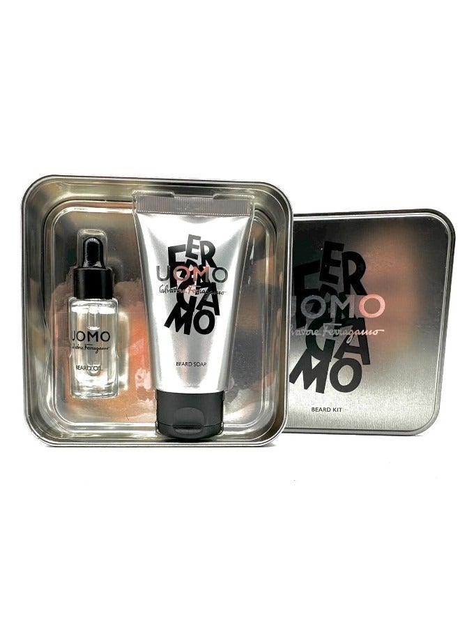 Salvatore Ferragamo Uomo Beard Kit(Oil 5ml + Soap 50ml) 55ml 