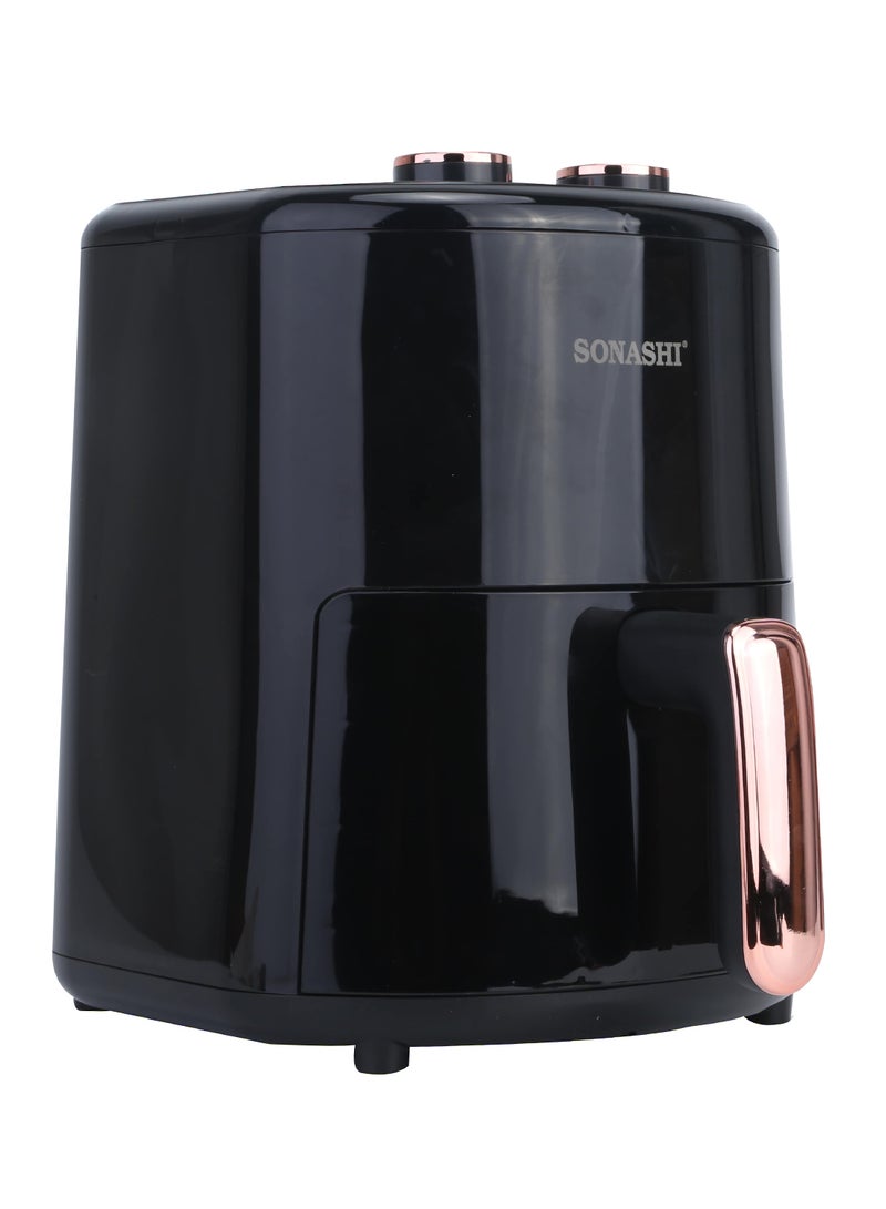 4L Air Fryer with Temperature Control 80-200°C|Healthy & Oil-Free Cooking| Auto Cook Menu Function with 2 Temperature Control Knobs| High-speed Air Circulation Technology with Overheat Protection 4 L 1200 W SAF-320N Black