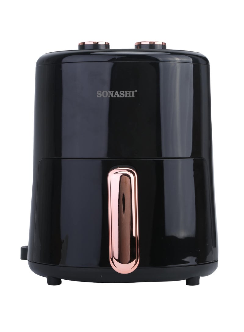 4L Air Fryer with Temperature Control 80-200°C|Healthy & Oil-Free Cooking| Auto Cook Menu Function with 2 Temperature Control Knobs| High-speed Air Circulation Technology with Overheat Protection 4 L 1200 W SAF-320N Black
