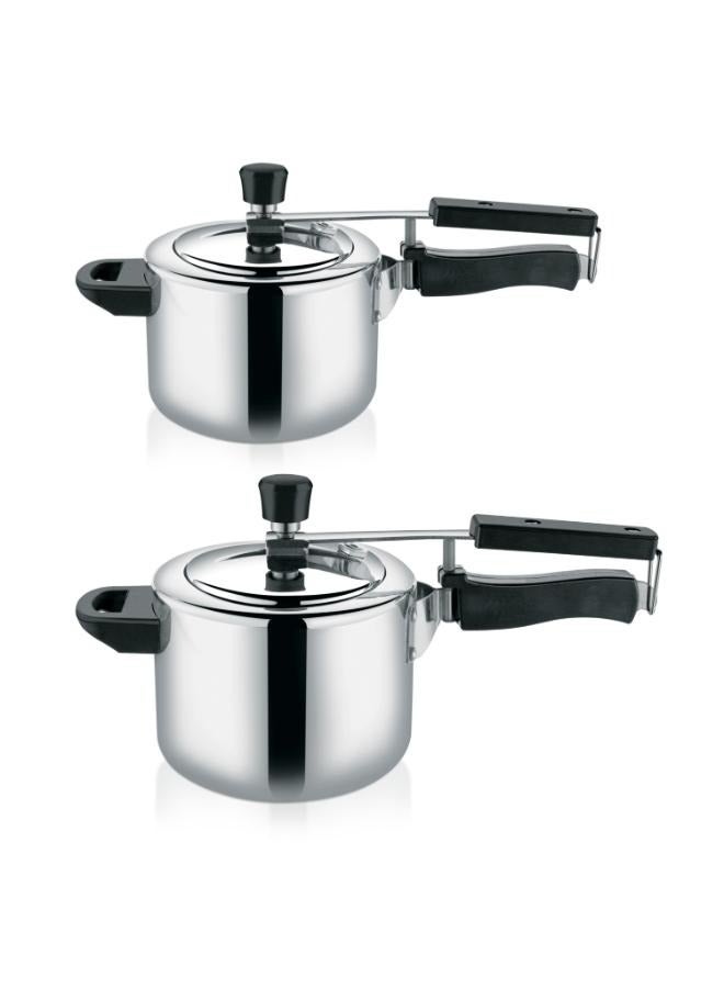 Royalford - Royalford 5 liter and 3 liters Aluminum Pressure Cooker Combo| Durable Construction with Firm and Comfortable Handles/ Non-Induction SILVER 3 Litter and5 Littercm - Image 1