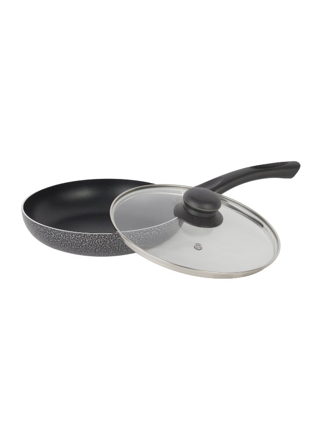 Royalford 22CM Aluminum Fry Pan With Tempered Glass Lid, Strong Aluminum Body With Non-Stick Coating And Bakelite Handle Compatible With Hot Plate, Halogen, Ceramic And Gas Stovetops Multi Color, Silver/Grey/Black 22cm - Image 3