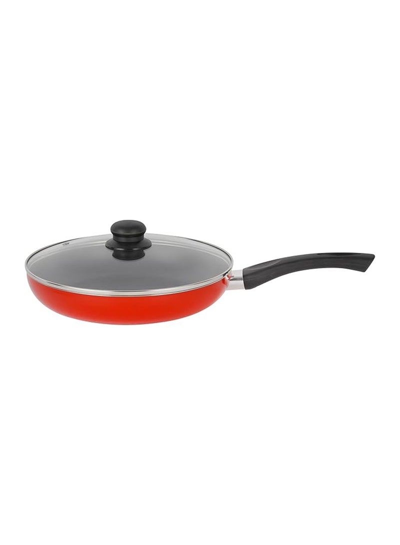 Royalford 24 CM Aluminum Fry Pan With Tempered Glass Lid Black color, Strong Aluminum Body With Non-Stick Coating And Bakelite Handle| Compatible With Hot Plate, Halogen, Ceramic And Gas Stovetops Black 24 cmcm - Image 1