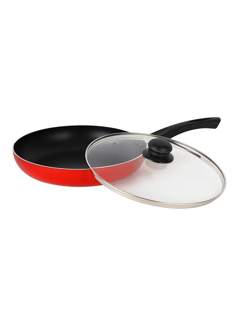 Royalford 24 CM Aluminum Fry Pan With Tempered Glass Lid Black color, Strong Aluminum Body With Non-Stick Coating And Bakelite Handle| Compatible With Hot Plate, Halogen, Ceramic And Gas Stovetops Black 24 cmcm - Image 2