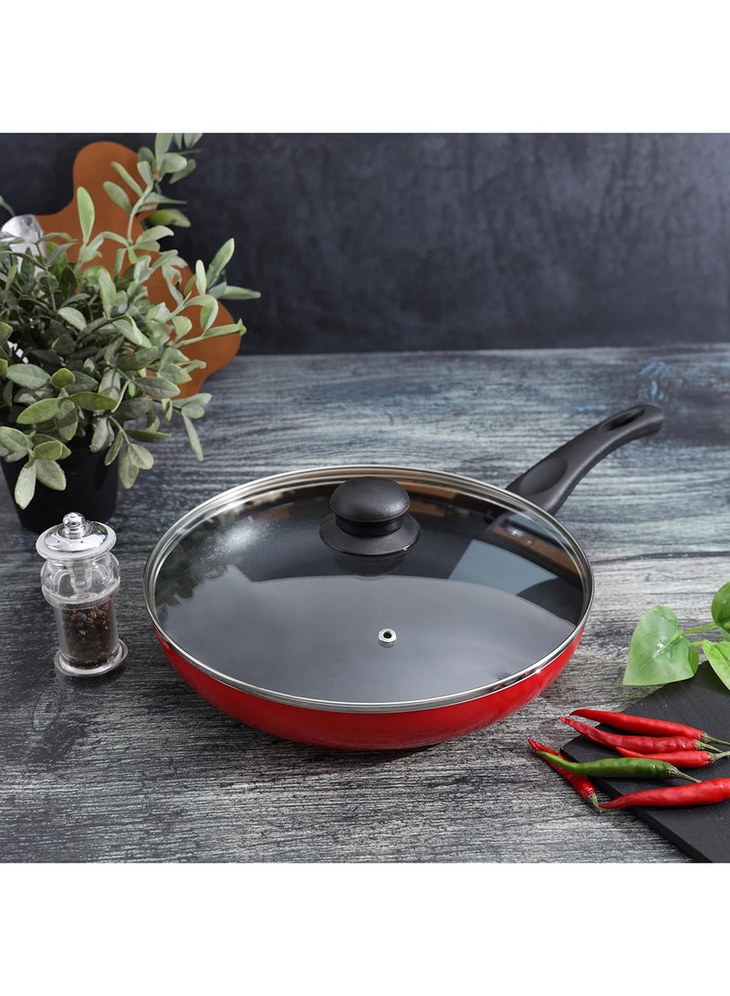 Royalford 24 CM Aluminum Fry Pan With Tempered Glass Lid Black color, Strong Aluminum Body With Non-Stick Coating And Bakelite Handle| Compatible With Hot Plate, Halogen, Ceramic And Gas Stovetops Black 24 cmcm - Image 5