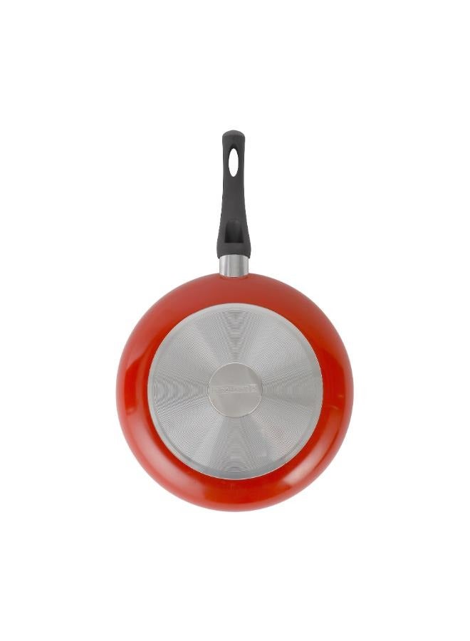 Royalford Aluminum Fry Pan With Tempered Glass Lid, Strong Aluminum Body With Non-Stick Coating And Bakelite Handle| Compatible With Hot Plate, Halogen, Ceramic And Gas Stovetops Red 26 CMcm  - Image 5