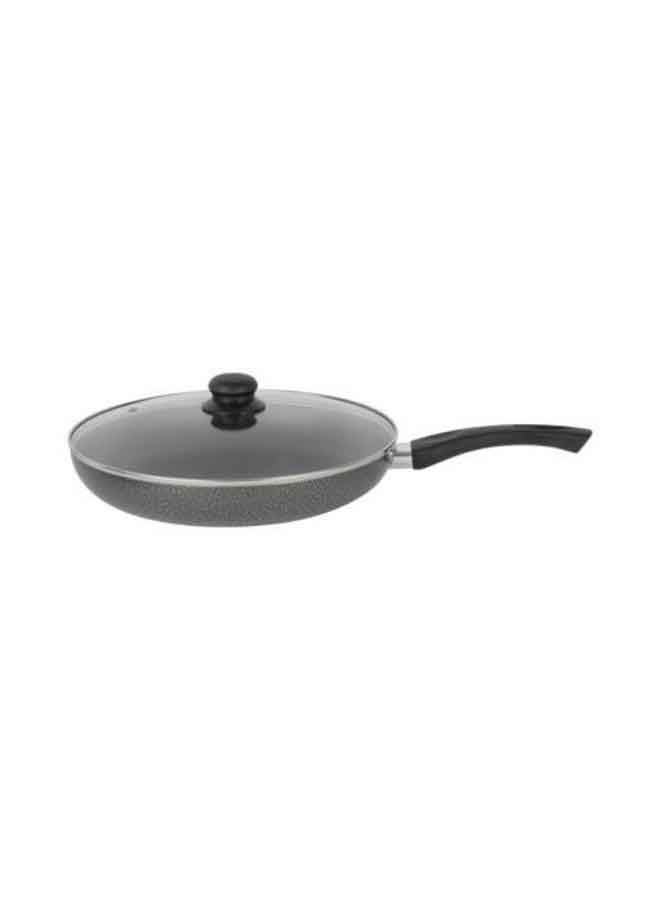 Royalford Aluminum Fry Pan With Tempered Glass Lid, Strong Aluminum Body With Non-Stick Coating And Bakelite Handle| Compatible With Hot Plate, Halogen, Ceramic And Gas Stovetops Grey 26 CMcm - Image 2