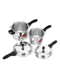 Royalford 3.0 L & 5.0 L Combo Aluminum Pressure Cooker | Equipped with Improved Pressure Regulator, Handle, Anti Implosion Lid and Stepped Bottom Design Silver 3Litter and 5 Littercm  - Image 3
