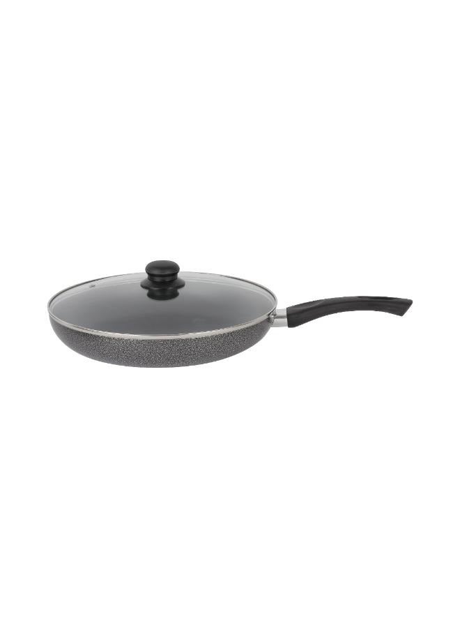 Royalford Royalford 28 CM Aluminum Fry Pan With Tempered Glass Lid Red color, Strong Aluminum Body With Non-Stick Coating And Bakelite Handle| Compatible With Hot Plate, Halogen, Ceramic And Gas Stovetops Black 28cmcm  - Image 3