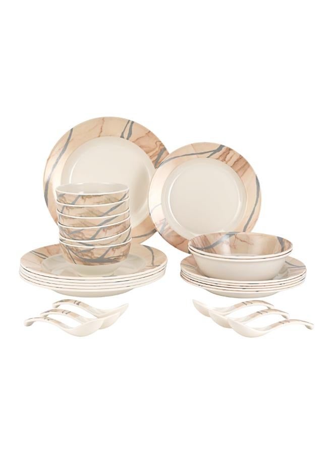 Royalford Royalford 32Pc Melamine Dinner Set ,break resistant ,freezer safe and Top Rack Dishwasher Safe Beige & Brown 10inch  - Image 1