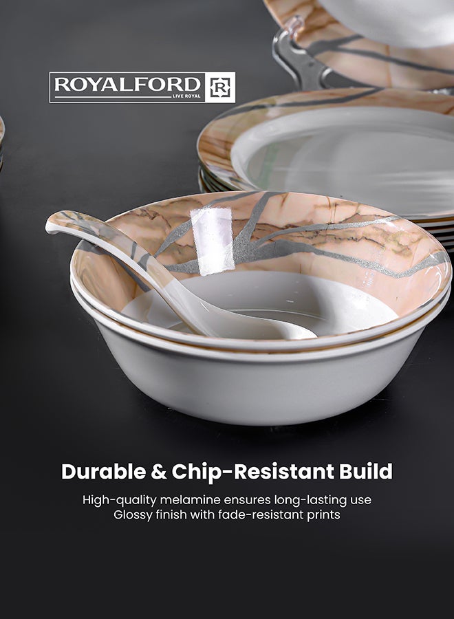 Royalford 32Pc Melamine Dinner Set ,break resistant ,freezer safe and Top Rack Dishwasher Safe Beige & Brown 10inch - Image 4