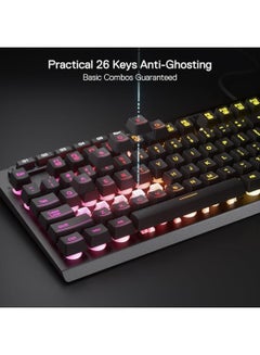 REDRAGON K513 RGB Membrane Gaming Keyboard, Standard 104 Keys Linear Mechanical-Feel Keyboard w/ 5 Extra On-Board Macro G Keys, Dedicated Media Control, Solid Metal Top Case  - Image 4