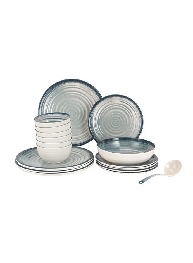 Royalford Royalford  20Pc Melamine Dinner Set  break resistant ,freezer safe and Top Rack Dishwasher Safe white and blue  - Image 1