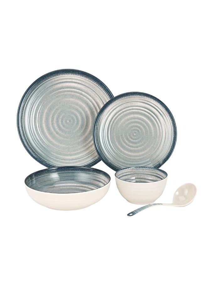 Royalford Royalford  20Pc Melamine Dinner Set  break resistant ,freezer safe and Top Rack Dishwasher Safe white and blue  - Image 4