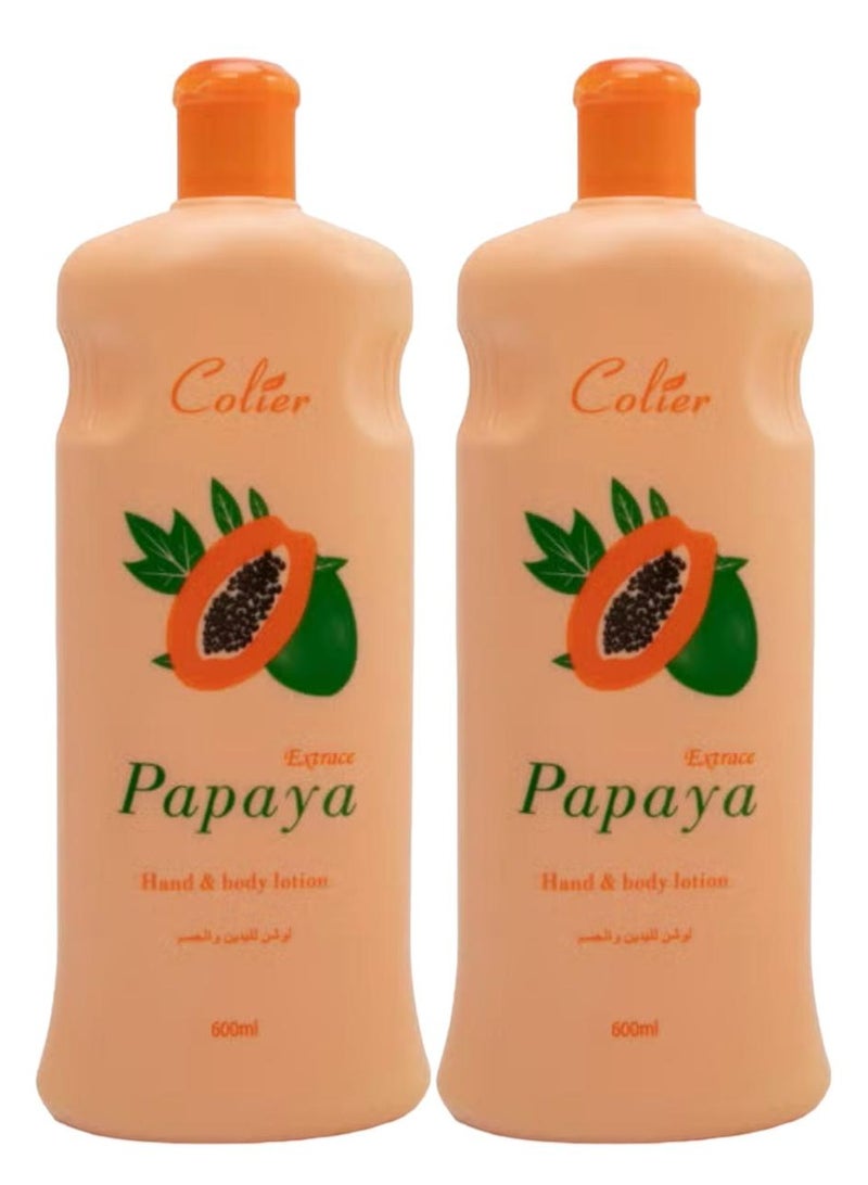 COLIER - 2 Pieces Papaya Hand And Body Lotion 600+600ml - Image 1