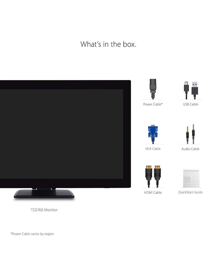 TD2760 27 Inch 1080p 10-Point Multi Touch Screen Monitor with Advanced Ergonomics RS232 HDMI and DisplayPort Black