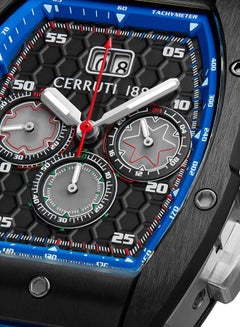 CERRUTI 1881 Men's Ovaro Analog Black Watch Sapphire Coated Curve Glass And Silicone Strap 51mm Water Resistant 5 ATM - CIWGO0042401  - Image 4