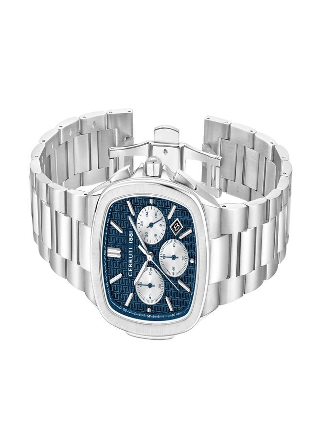 CERRUTI 1881 Men's Cerruti 1881 Casale Analog Navy Blue Watch For Men Sapphire Coated Flat Glass And Stainless Steel Bracelet 42mm Water Resistant 5 ATM - CIWGI0018601  - Image 4
