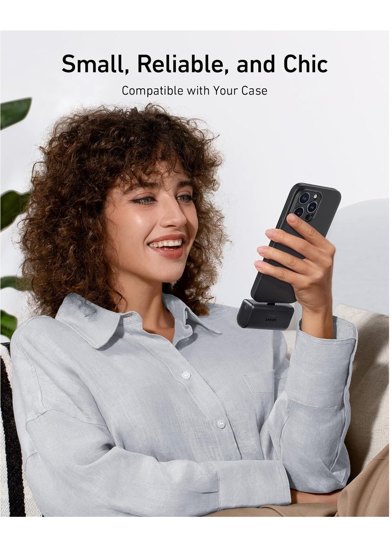 Anker - 5000 mAh Nano Power Bank, Mini Portable Charger With Built-In Foldable USB-C Connector, Battery Pack 22.5W, For iPhone 15, Samsung S23 Series, Note20 Series, LG, Huawei, iPad, AirPods, And More White - Image 1