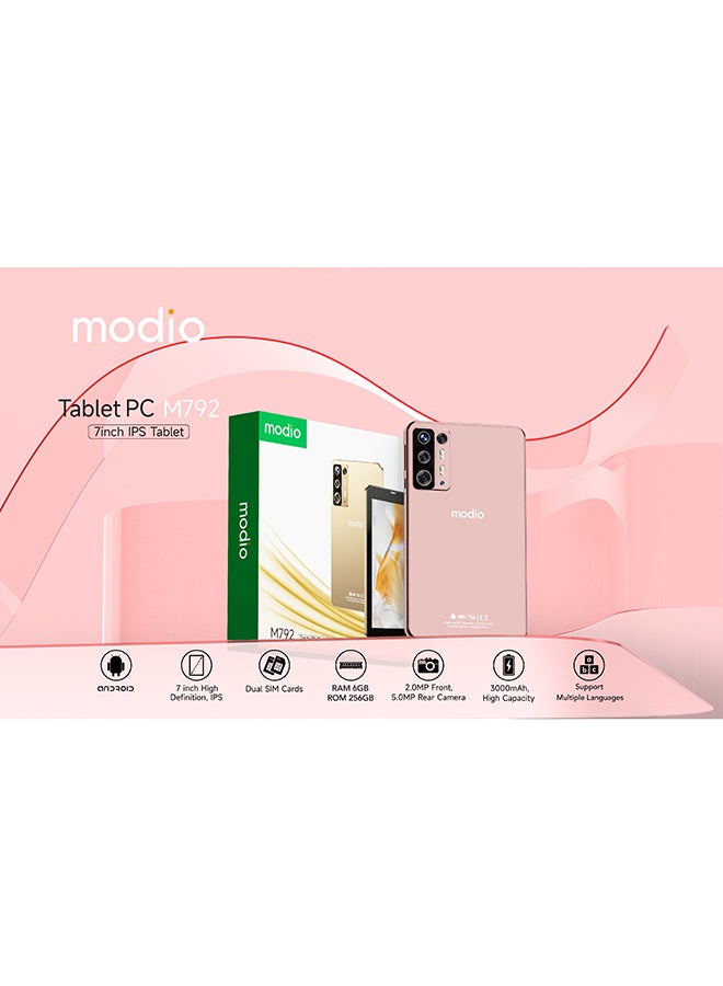 modio M792 7 Inch High Definition Display 5G Tablet, 6Gb Ram 256Gb Gold - Image 4
