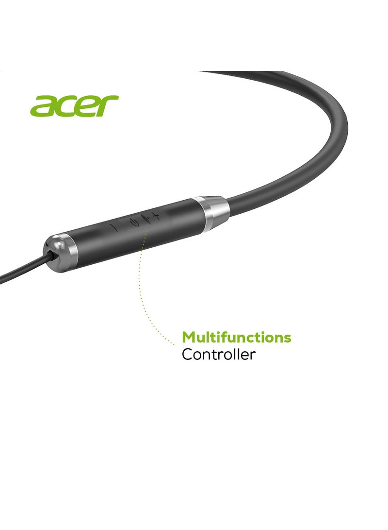 Acer AL One Wireless Bluetooth 5.0 In-Ear ENC Neckband Earphones With Mic - Black - Image 4