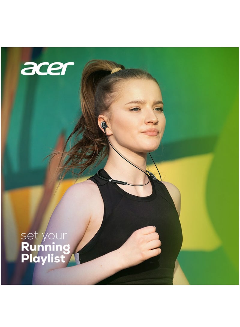 Acer AL One Wireless Bluetooth 5.0 In-Ear ENC Neckband Earphones With Mic - Black - Image 3