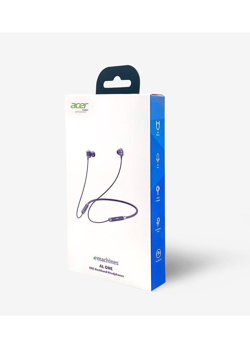 Acer AL One Wireless Bluetooth 5.0 In-Ear ENC Neckband Earphones With Mic - Black - Image 5