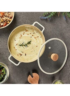 Neoflam Fika Cast Stock Pot Casserole With Glass Lid 9.5" Off-White 9.5 inchescm  - Image 2