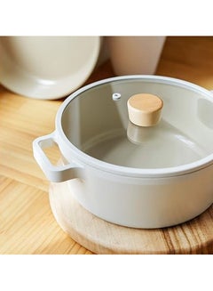 Neoflam Fika Cast Stock Pot Casserole With Glass Lid 9.5" Off-White 9.5 inchescm  - Image 3