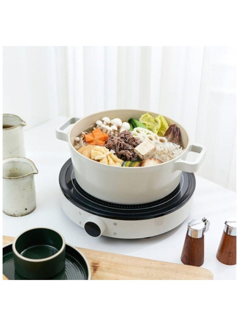 Neoflam Fika Cast Stock Pot Casserole With Glass Lid 8.5" Light Grey Mediumcm - Image 3