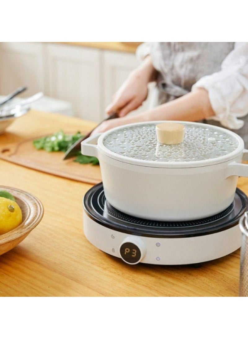 Neoflam Fika Cast Stock Pot Casserole With Glass Lid 8.5" Light Grey Mediumcm - Image 4