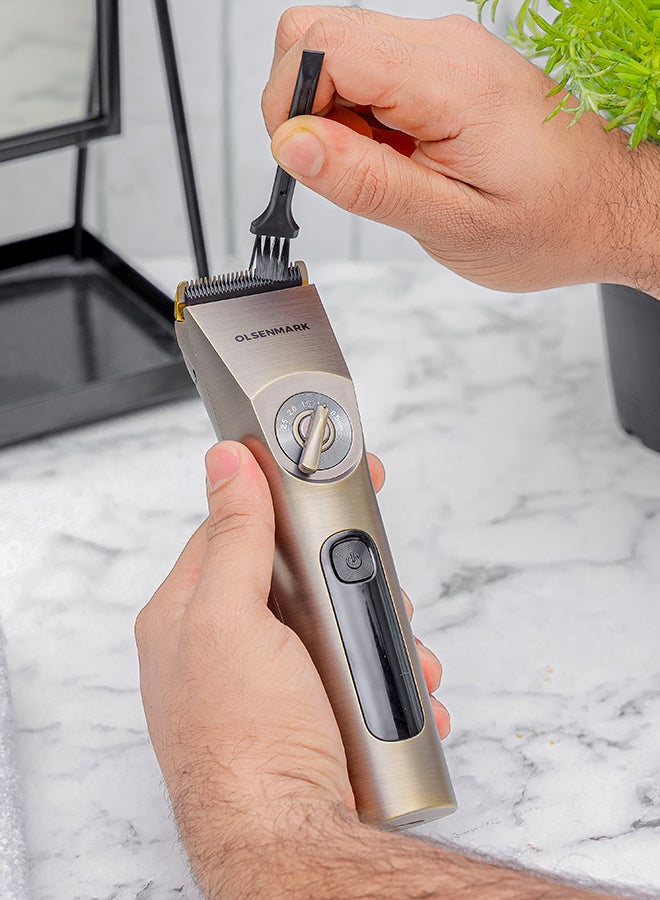Olsenmark Professional Hair and Beard Trimmer OMTR4102, Waterproof IPX6 LED Display Gold  - Image 3