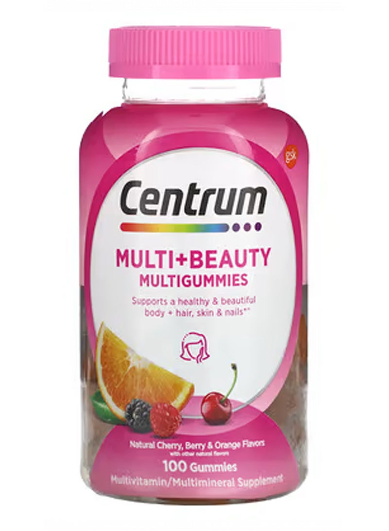 Centrum Multi Beauty Multigummies Natural Cherry Berry And Orange 100 Gummies