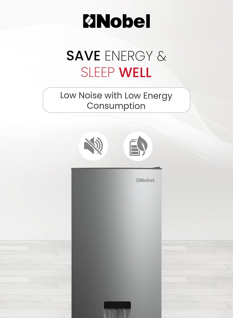 Nobel - 276L Gross Capacity Inverter Refrigerator with 248L Net Capacity, Defrost, Mechanical Control, Water Dispenser, and Energy-Efficient Cooling NBF400 Silver - Image 1