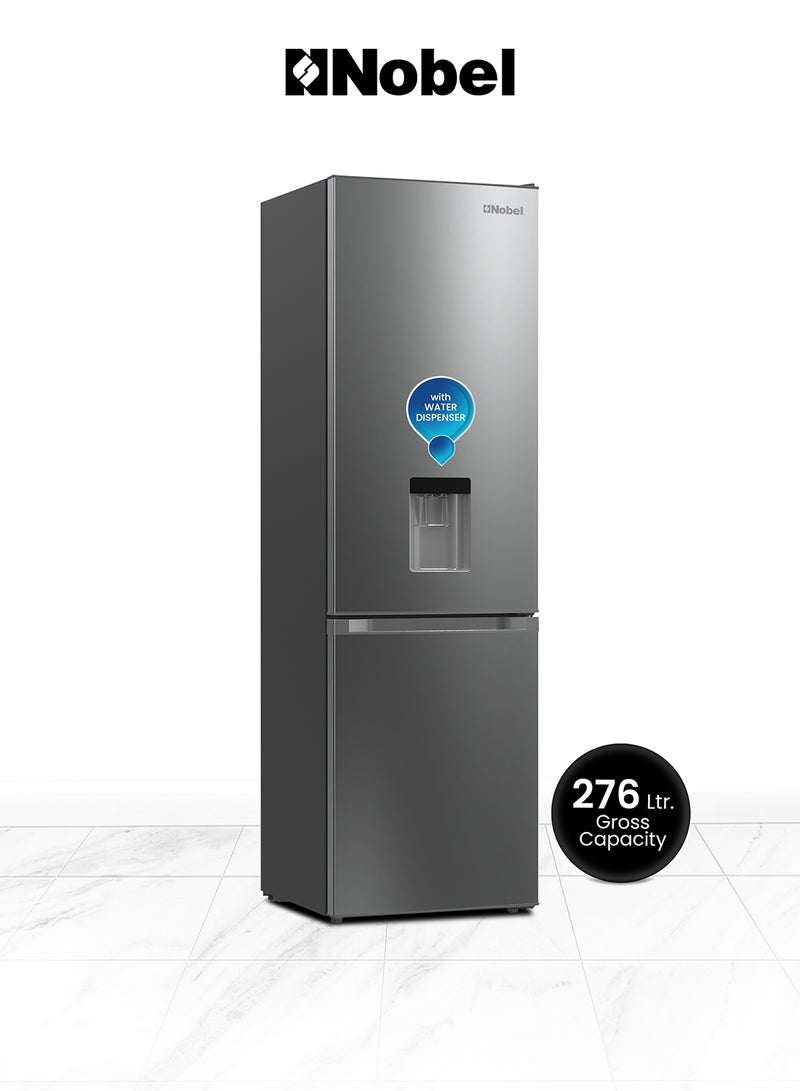 Nobel - 276L Gross Capacity Inverter Refrigerator with 248L Net Capacity, Defrost, Mechanical Control, Water Dispenser, and Energy-Efficient Cooling NBF400 Silver - Image 1