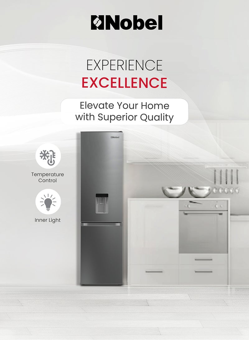 Nobel - 276L Gross Capacity Inverter Refrigerator with 248L Net Capacity, Defrost, Mechanical Control, Water Dispenser, and Energy-Efficient Cooling NBF400 Silver - Image 1