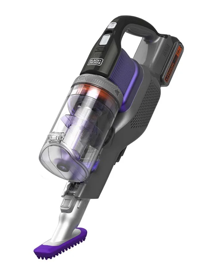 BLACK+DECKER 4-in-1 Cordless Stick Vacuum Cleaner, 18V, 1.5Ah Battery, 55-Minute Runtime, 38 Air Watts Suction Power, 650ml Dustbowl, Ideal for Pet Owners, Lightweight Design, Easy Storage 500 ml 27 W BDPSE1815P-QW ‎Titanium/Purple