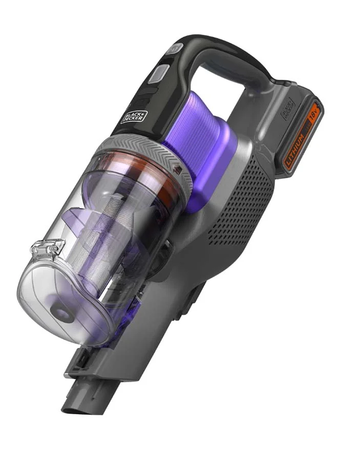 BLACK+DECKER 4-in-1 Cordless Stick Vacuum Cleaner, 18V, 1.5Ah Battery, 55-Minute Runtime, 38 Air Watts Suction Power, 650ml Dustbowl, Ideal for Pet Owners, Lightweight Design, Easy Storage 500 ml 27 W BDPSE1815P-QW ‎Titanium/Purple