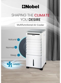 Nobel Air Cooler, Water Tank, 3-Speed, Ionizer, Auto Swing, 7.5H Timer, Efficient Cooling, Purified Air, Swing Oscilations, Compact Design With Remote 6 L 65 W NAC30R White  - Image 2