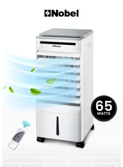 Nobel Air Cooler, Water Tank, 3-Speed, Ionizer, Auto Swing, 7.5H Timer, Efficient Cooling, Purified Air, Swing Oscilations, Compact Design With Remote 6 L 65 W NAC30R White  - Image 1