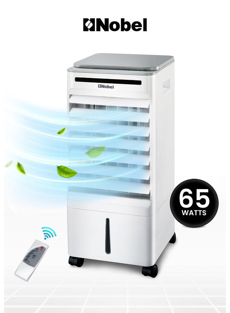 Nobel - Air Cooler, Water Tank, 3-Speed, Ionizer, Auto Swing, 7.5H Timer, Efficient Cooling, Purified Air, Swing Oscilations, Compact Design With Remote 6 L 65 W NAC30R White - Image 1