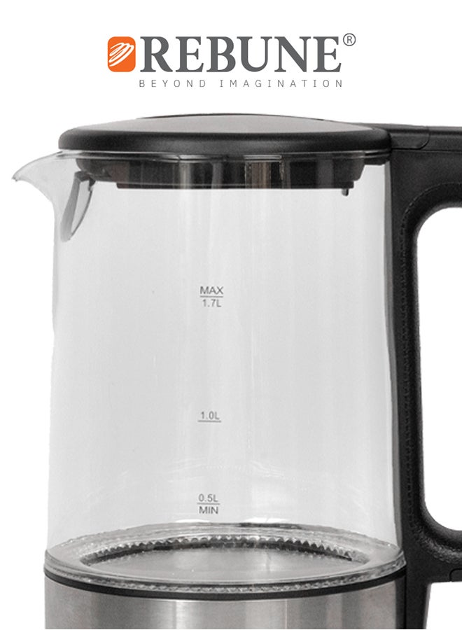 ريبون غلاية كهربائية زجاجية 1.7 لتر 2200 وات RE-1-119 لون فضي - Image 2