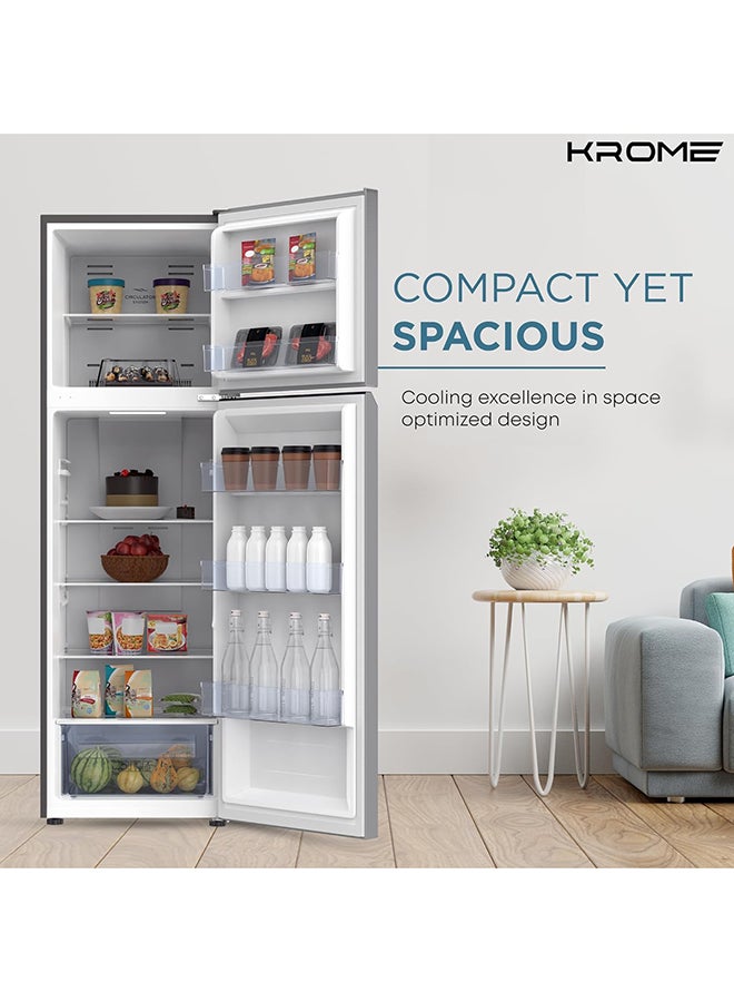 Krome - 370L Gross, Top Mount Double Door Refrigerator , Automatic Defrost Freezer + 6Kg 1000 RPM Front Load Washing Machine, LED Display, 5 Star Energy Efficient-Bundle Pack KR-REF 370T+KR-WFL60SS Silver - Image 1