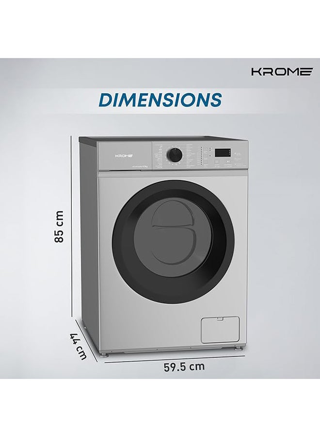 Krome - 370L Gross, Top Mount Double Door Refrigerator , Automatic Defrost Freezer + 6Kg 1000 RPM Front Load Washing Machine, LED Display, 5 Star Energy Efficient-Bundle Pack KR-REF 370T+KR-WFL60SS Silver - Image 1