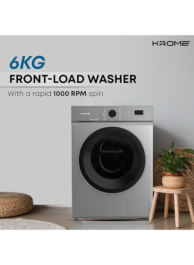 Krome - 370L Gross, Top Mount Double Door Refrigerator , Automatic Defrost Freezer + 6Kg 1000 RPM Front Load Washing Machine, LED Display, 5 Star Energy Efficient-Bundle Pack KR-REF 370T+KR-WFL60SS Silver - Image 1