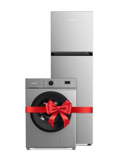 370L Gross, Top Mount Double Door Refrigerator , Automatic Defrost Freezer + 6Kg 1000 RPM Front Load Washing Machine, LED Display, 5 Star Energy Efficient-Bundle Pack KR-REF 370T+KR-WFL60SS Silver