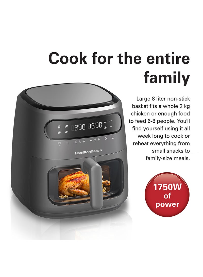 Hamilton Beach Hamilton Beach Digital Air Fryer View 8L, Large Viewing Window, 8 Presets with Dehydrate & Defrost, Cook for Upto 12 hours from 40°C to 200°C, 1750W, Matte Grey, 2 Years Warranty, AFOGV8-ME 8 L 1750 W AFOGV8-ME Grey  - Image 3