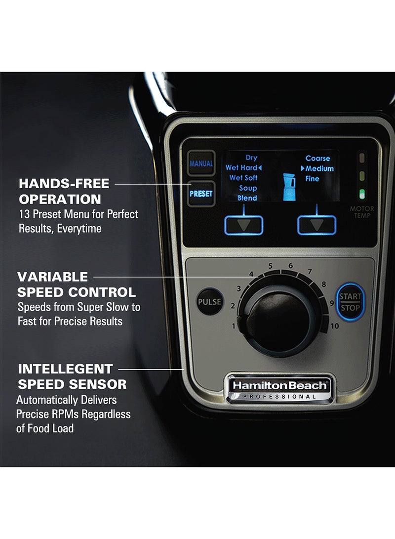 Hamilton Beach - Hamilton Beach Professional Juicer Mixer Grinder, 1400W, 3 Stainless Steel Leakproof Jars & Tritan Lids, 13 Digital Settings, Upto 18000 RPM, Triple Motor Overload Protection, 2 Yr Warranty, 58770-SAU 1.5 L 1400 W 58770-SAU Silver - Image 1