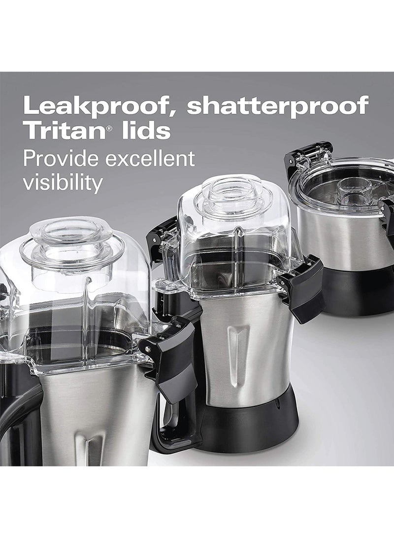 Hamilton Beach - Hamilton Beach Professional Juicer Mixer Grinder, 1400W, 3 Stainless Steel Leakproof Jars & Tritan Lids, 13 Digital Settings, Upto 18000 RPM, Triple Motor Overload Protection, 2 Yr Warranty, 58770-SAU 1.5 L 1400 W 58770-SAU Silver - Image 1