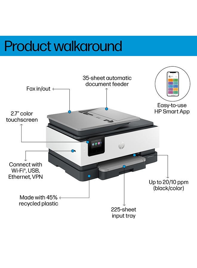 HP OfficeJet Pro 8123 AiO Printer Black/White - Image 3