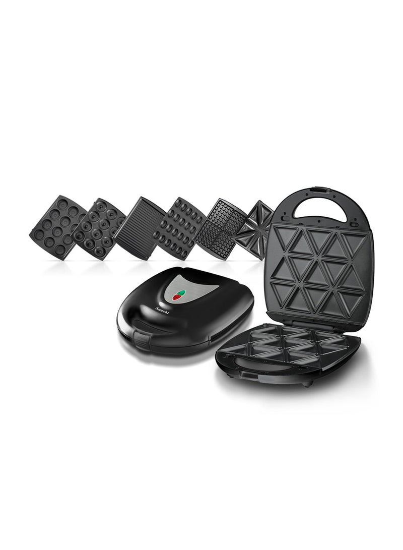 Saachi - 7 In 1 Multi Snack Maker With 7 Non-stick Changeable Plates 1400 W NL-7M-1542-BK Black - Image 1